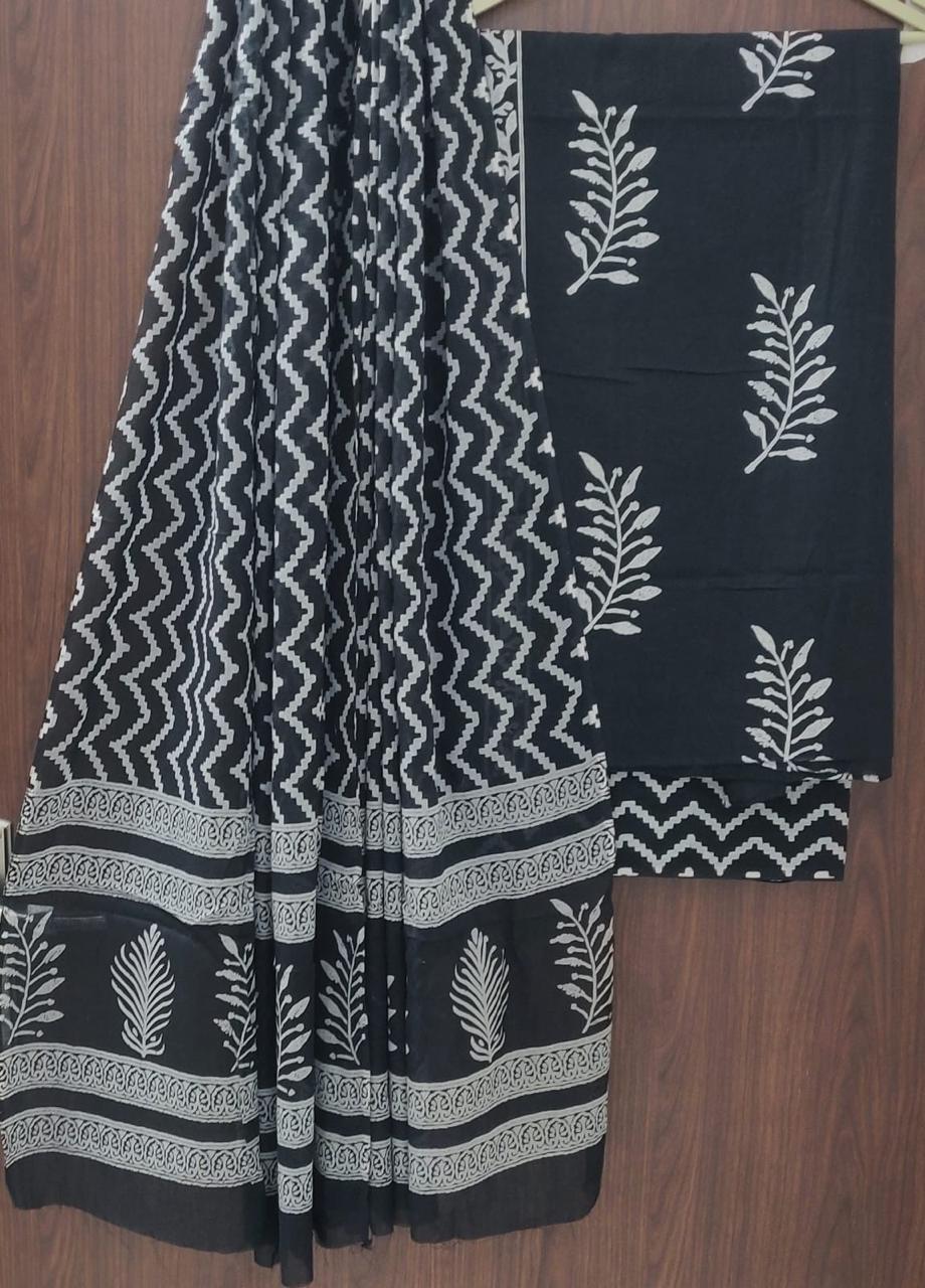 EXCLUSIVE HAND BLOCK PRINT PURE COTTON SUIT WITH COTTO MMUL DUPATTA (MALYS153)