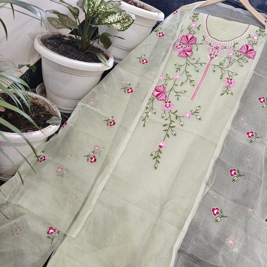 Yuvi Style Kota Doria Suit With Embroidery Work (FKDYS113)