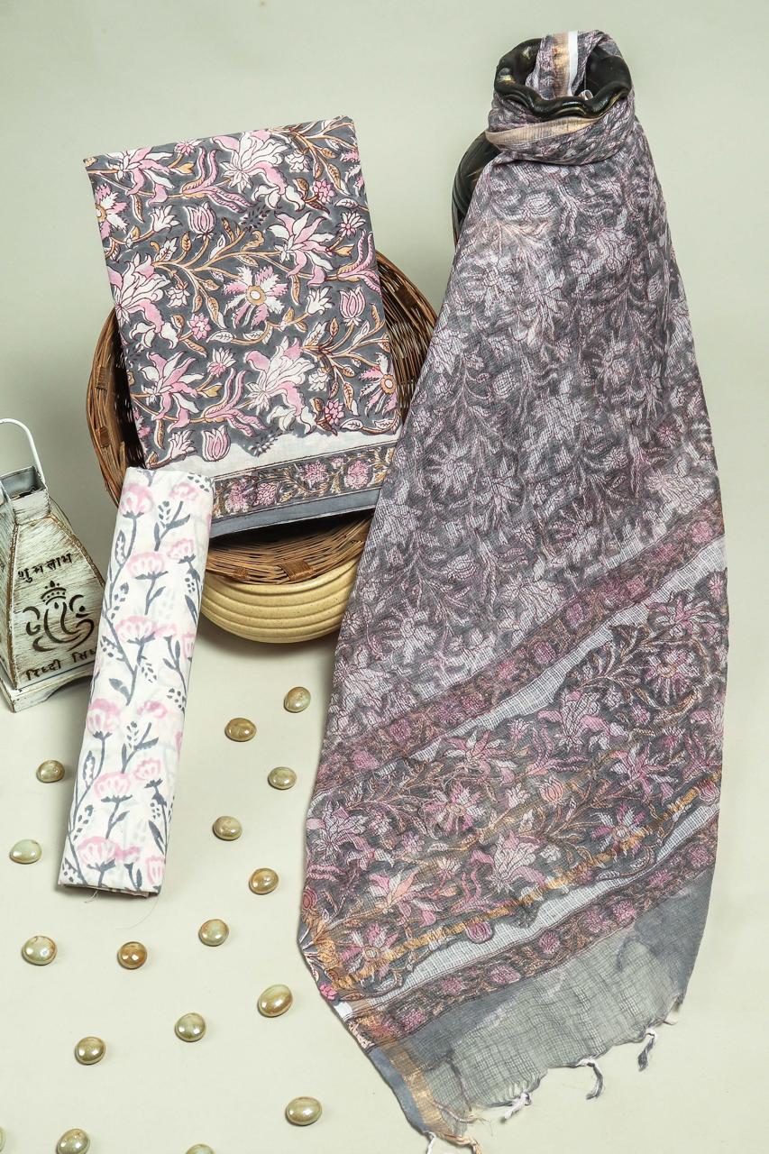 YUVI STYLE FLORAL JAAL COTTON SUIT WITH DORIA DUPTTA(3CKDYS211)