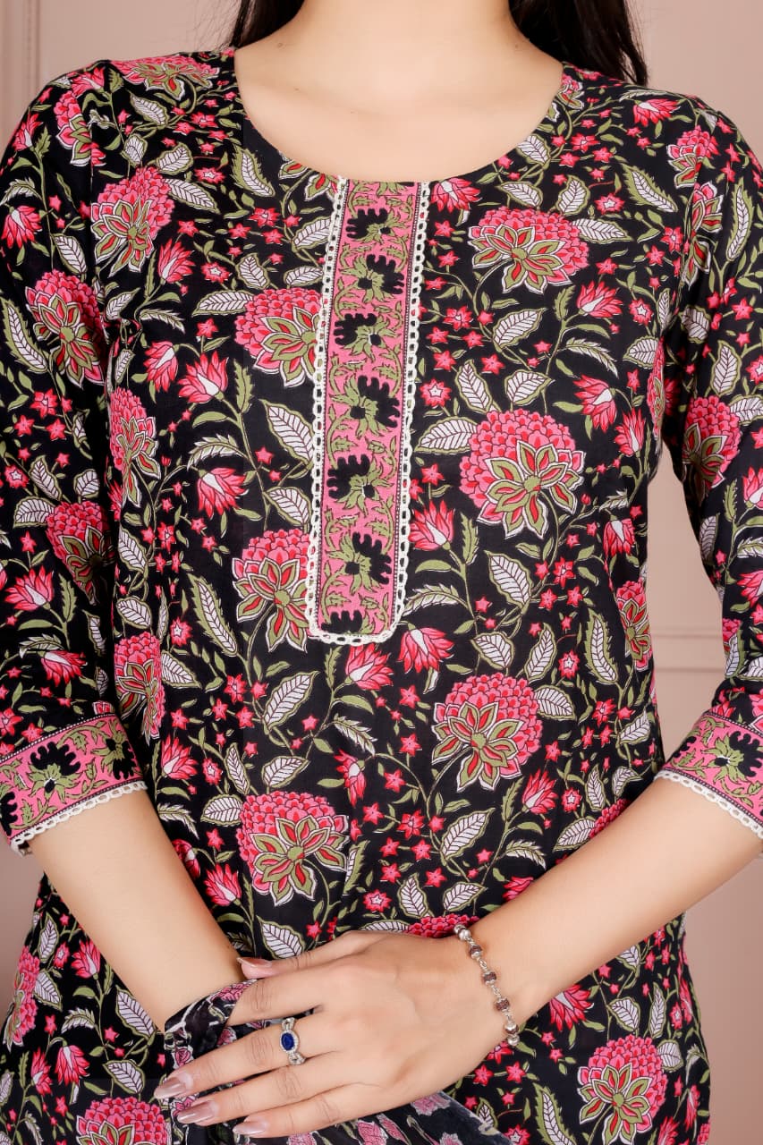 Flower print cotton suit with mulmul dupatta (CSSYS03)