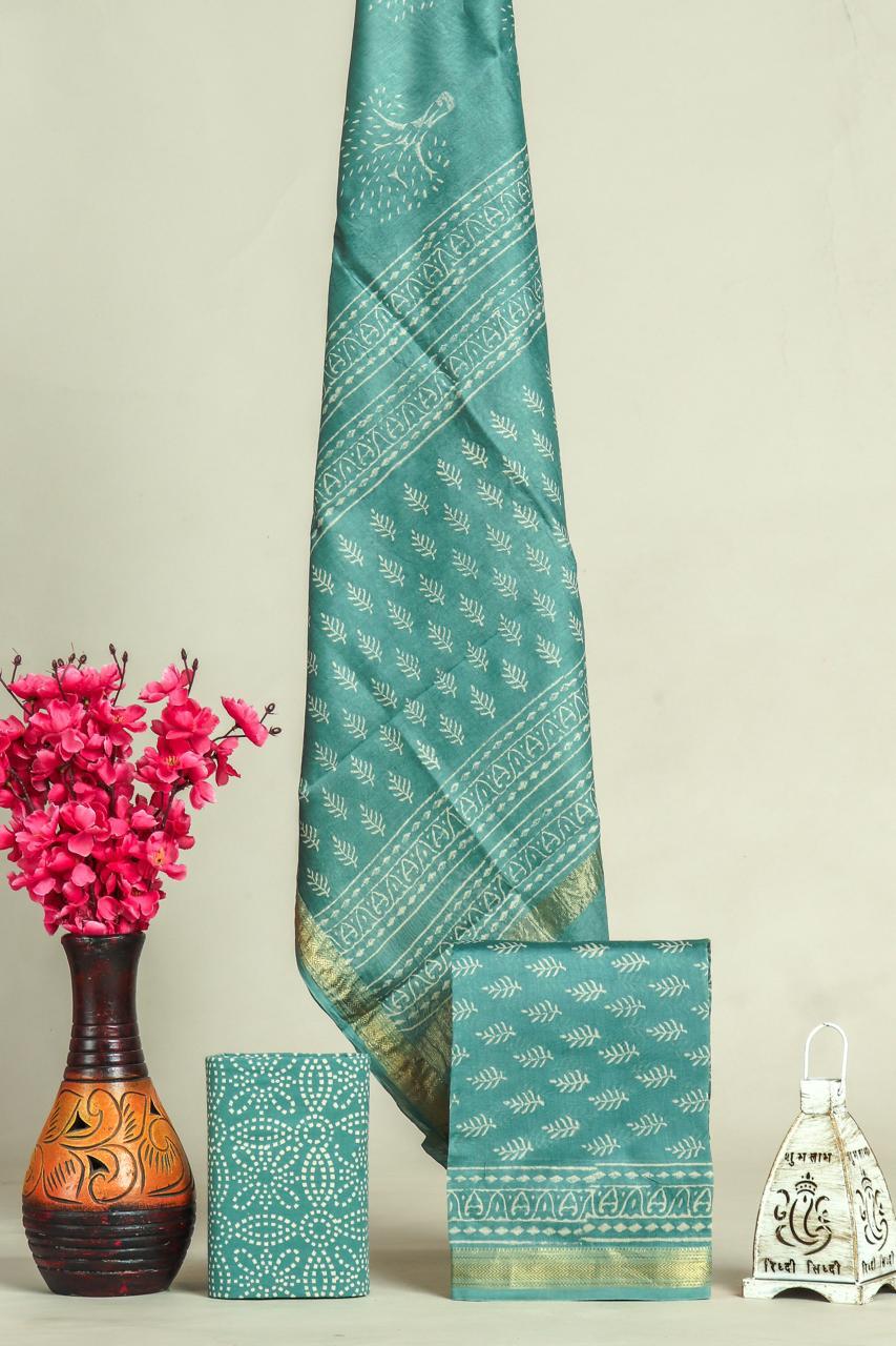 YUVI STYLE HAND BLOCK PRINT MAHESHWARI SILK SUIT WITH MAHESHWARI SILK DUPATTA (MSLYS123)