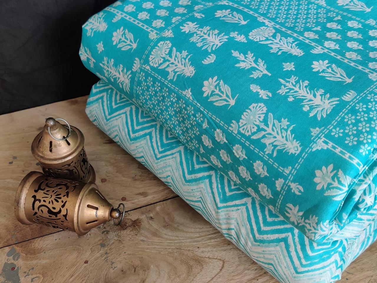 Traditional Hand block print Cotton top and bottom set (2PCYS16)