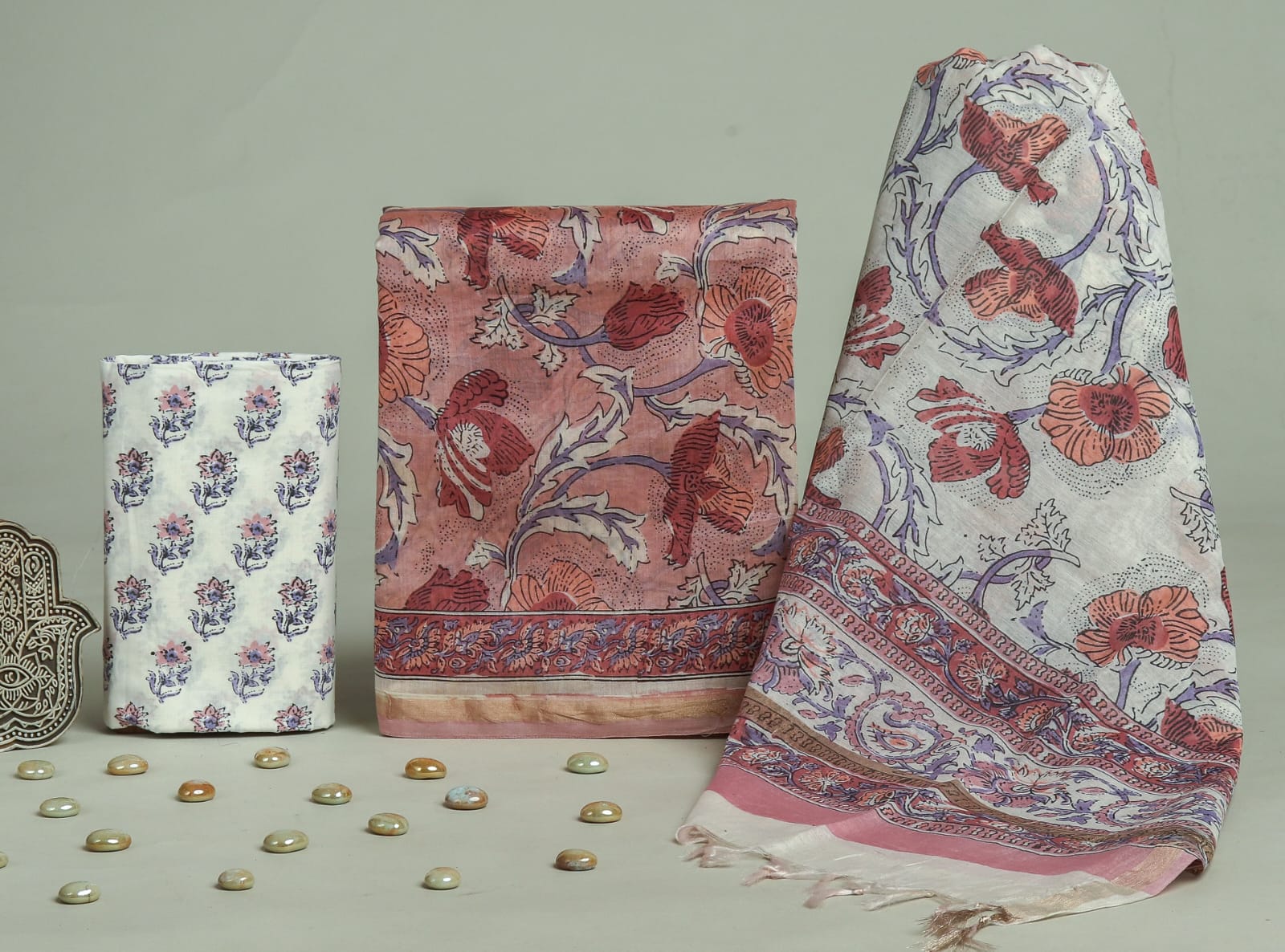 Designer Hand Block Print Chanderi Silk Suit set with Premium Chanderi Dupatta(CHDYS18)