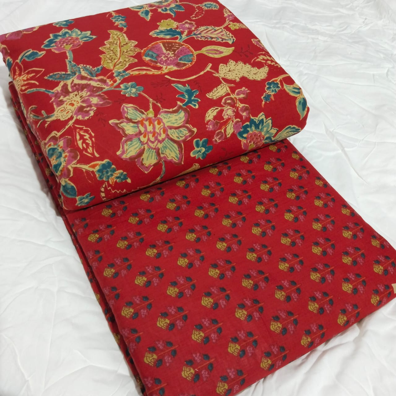 Traditional Hand Block print Cotton top and bottom set (2PCYS152)