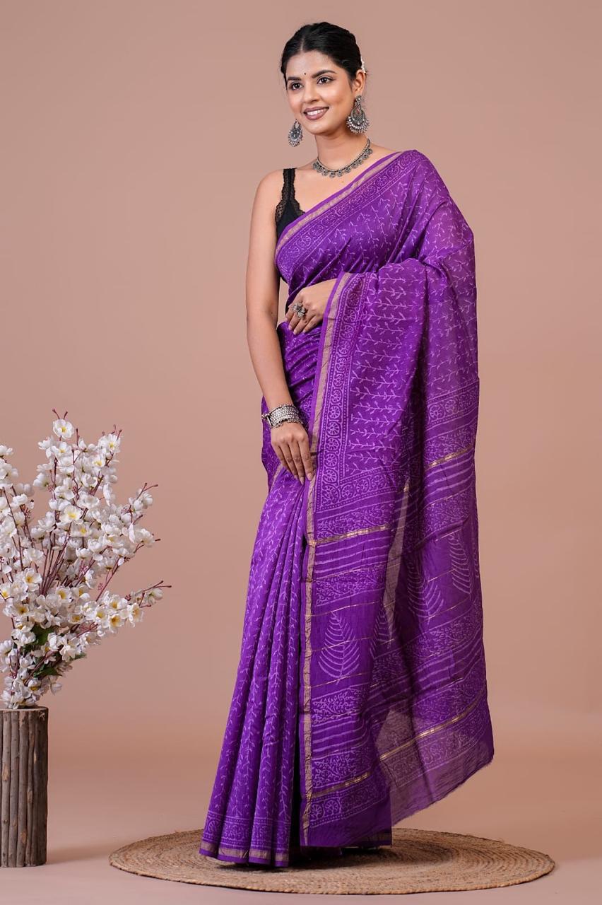 EXCLUSIVE HAND BLOCK PREMIUM CHANDERI SILK SAREE (CHDSYS25)