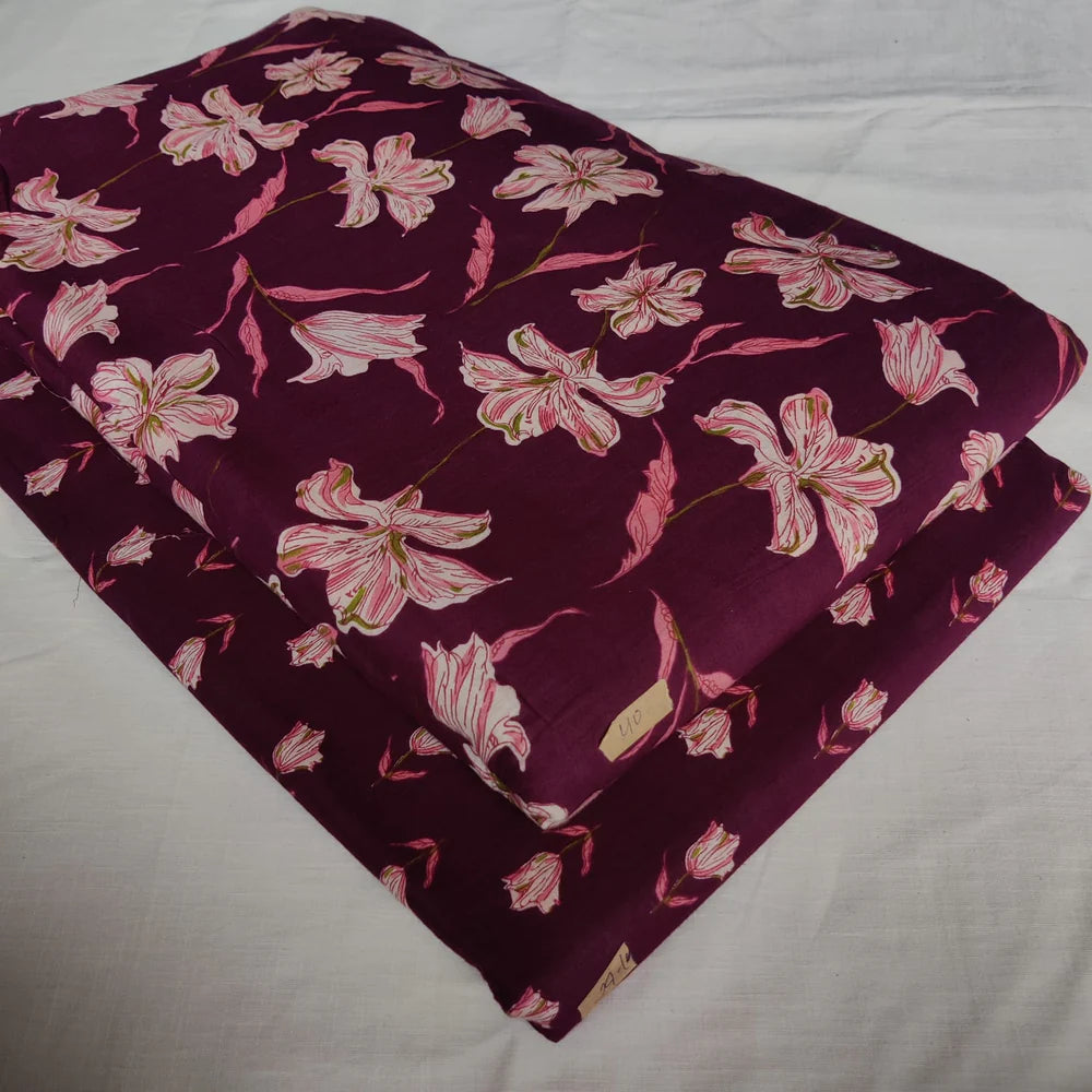 Traditional Hand block print Cotton top and bottom set (2PCYS69)