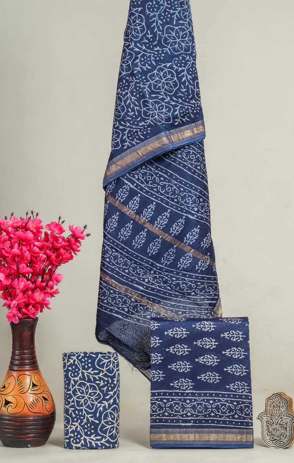 TRADITIONAL HAND BLOCK PRINT MAHESHWARI SILK SUIT WITH MAHESHWARI SILK DUPATTA (MSLYS168)