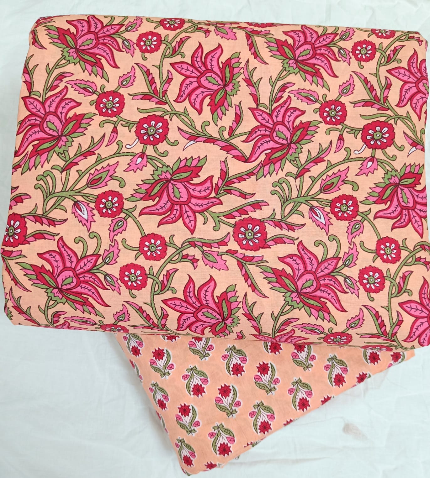 Traditional Hand block print Cotton top and bottom set (2PCYS76)