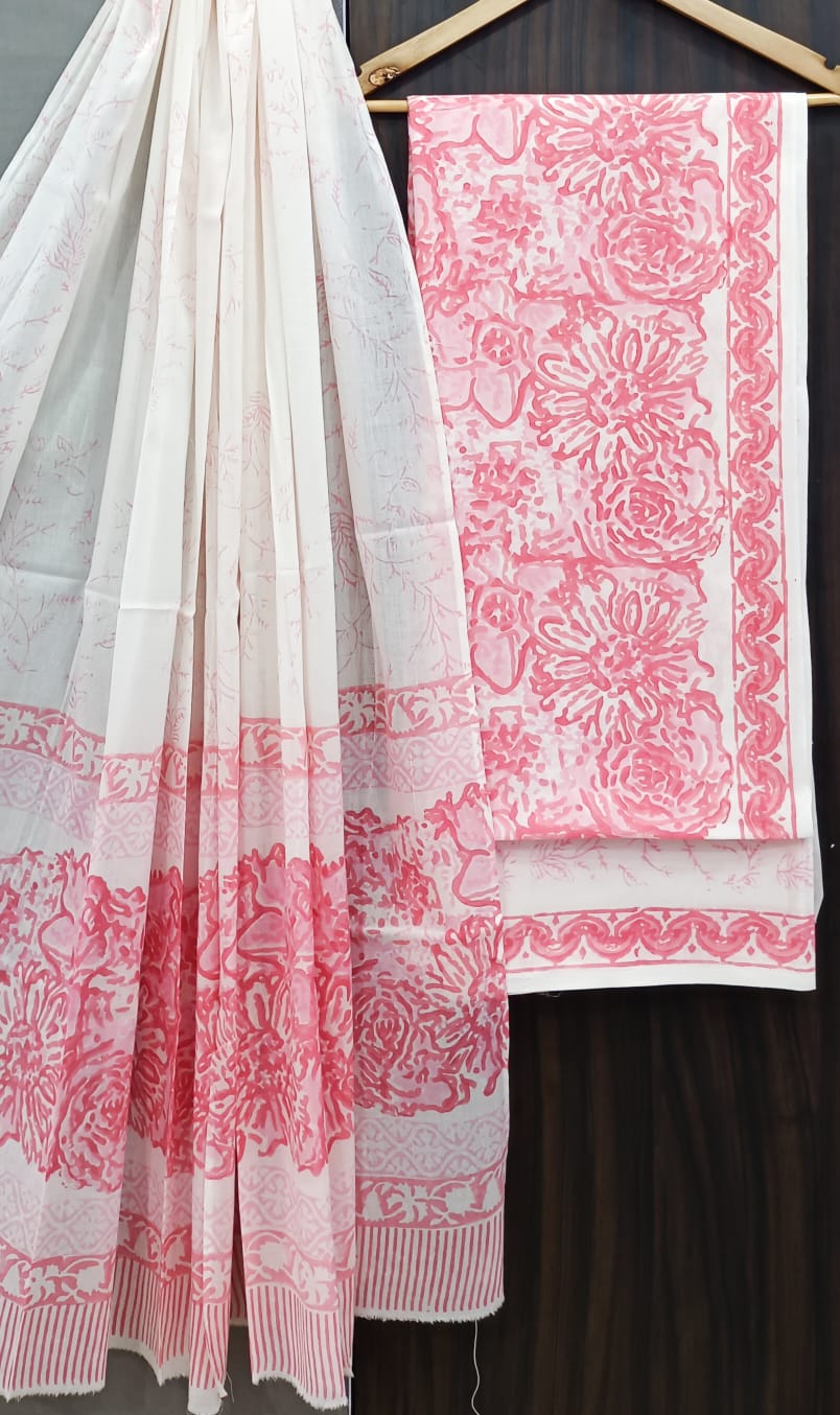 HAND BLOCK PRINT PURE COTTON SUIT WITH COTTON MULMUL DUPATTA (MALYS50)