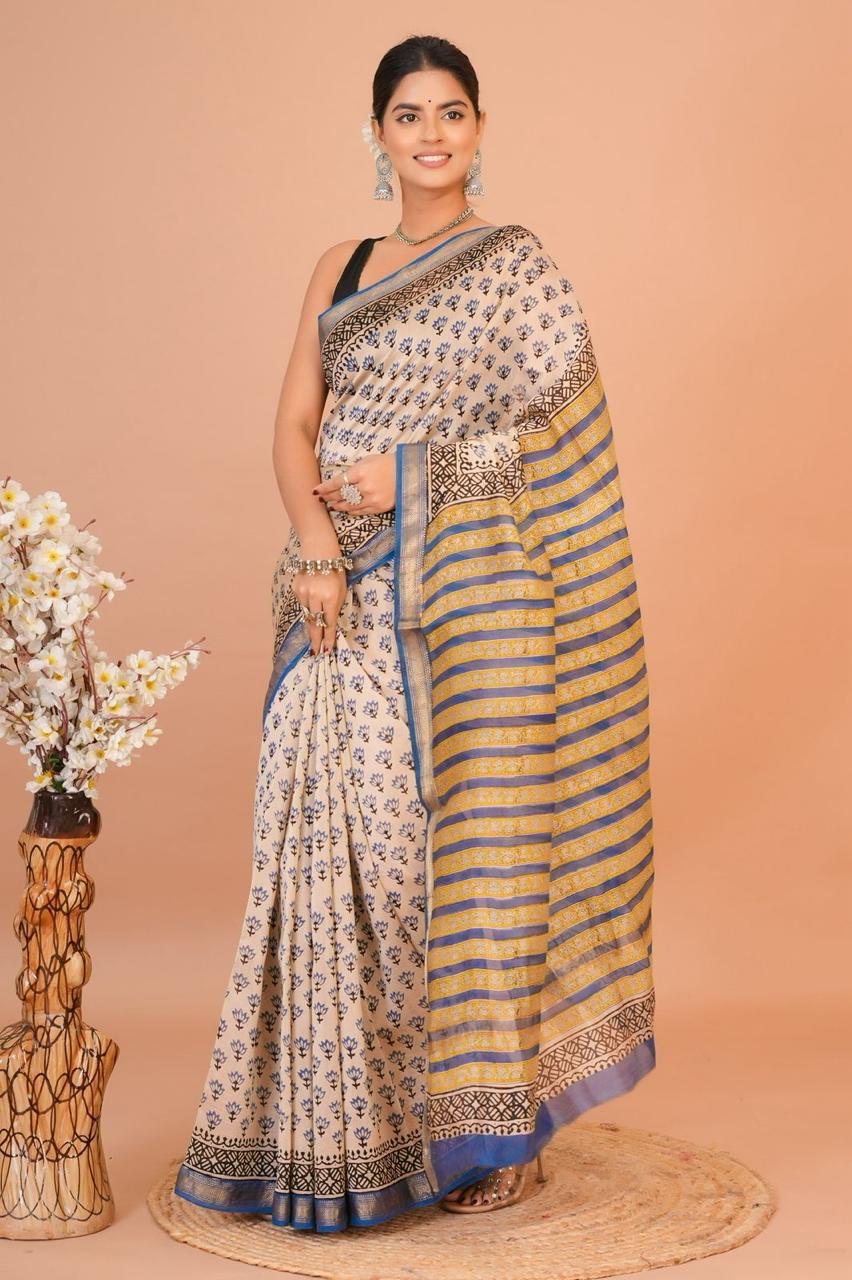 EXCLUSIVE HAND BLOCK PREMIUM MAHESWARI SILK SAREE ( MSYS48)