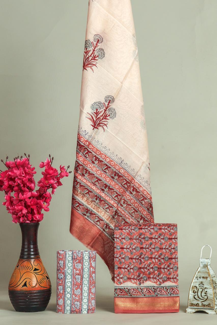 EXCLUSIVE MARBLE PRINT MAHESHWARI SILK SUIT WITH MAHESHWARI SILK DUPATTA (MSLYS203)