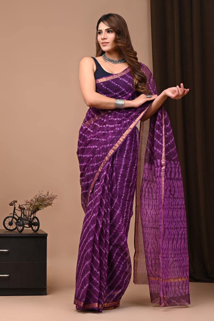 DESIGNER HAND BLOCK PRINTED KOTA DORIYA SILK SAREE(KDSYS28)