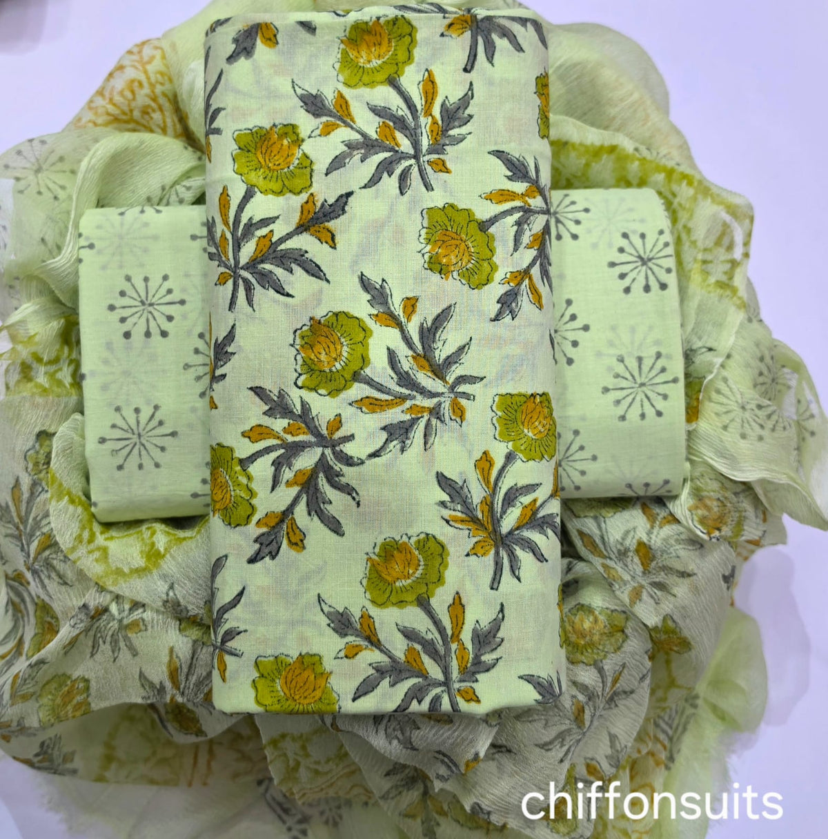 EXCLUSIVE HAND BLOCK PRINT PURE COTTON SUIT WITH CHIFFION DUPTTA (PCHFYS96)