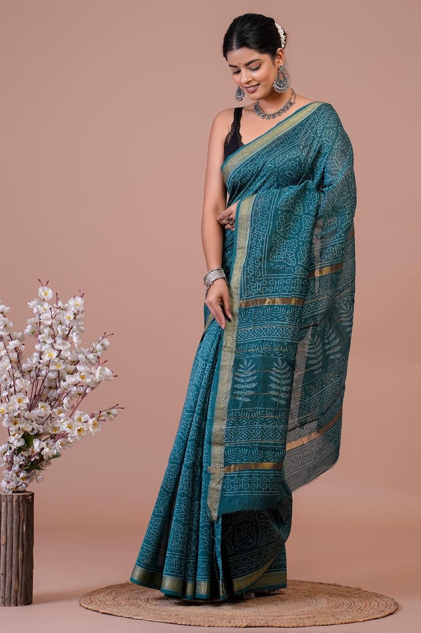 EXCLUSIVE HAND BLOCK PREMIUM MAHESWARI SILK SAREE ( MSYS19)