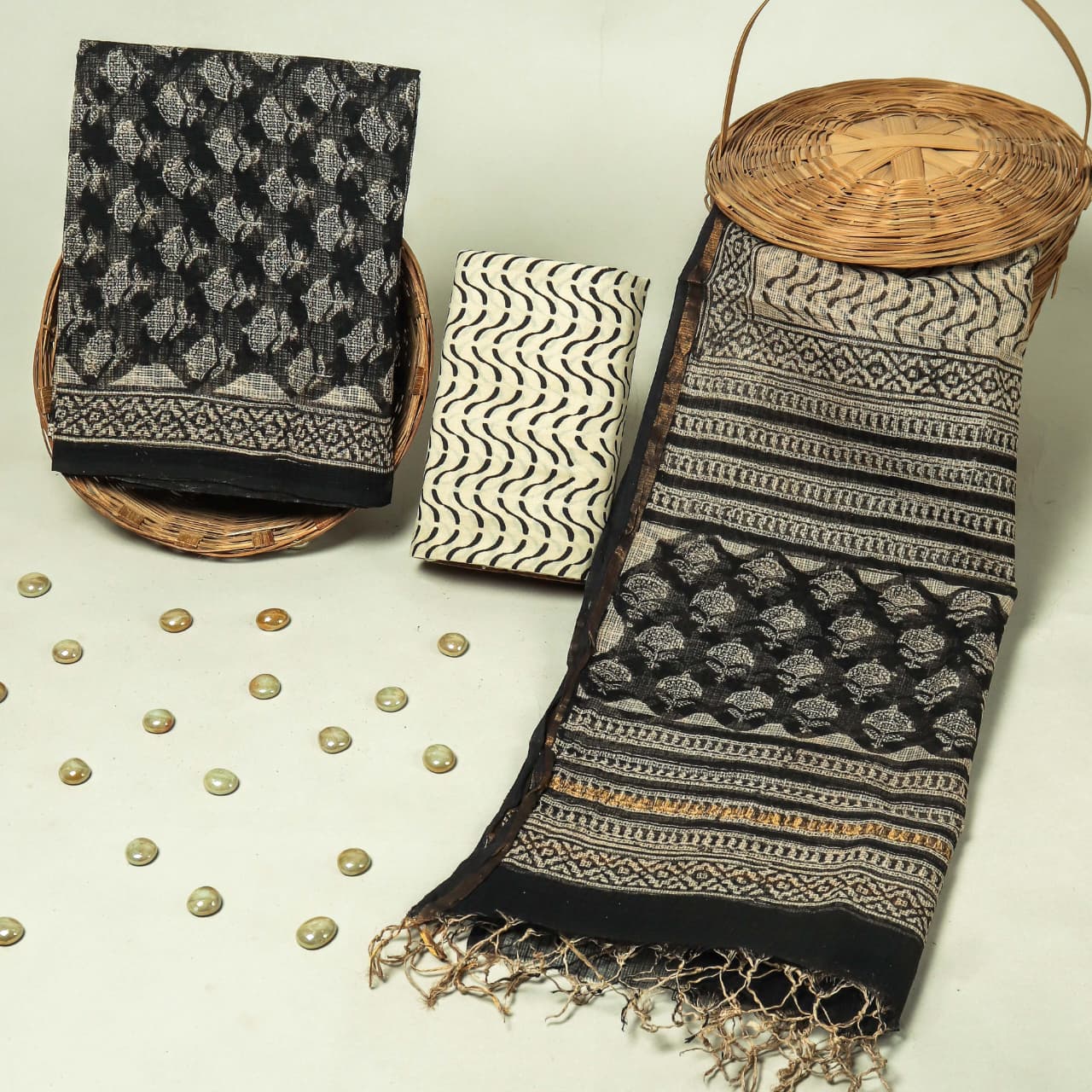 YUVI STYLE HAND BLOCK PREMIUM KOTA DORIA SUIT SET (FKDYS07)