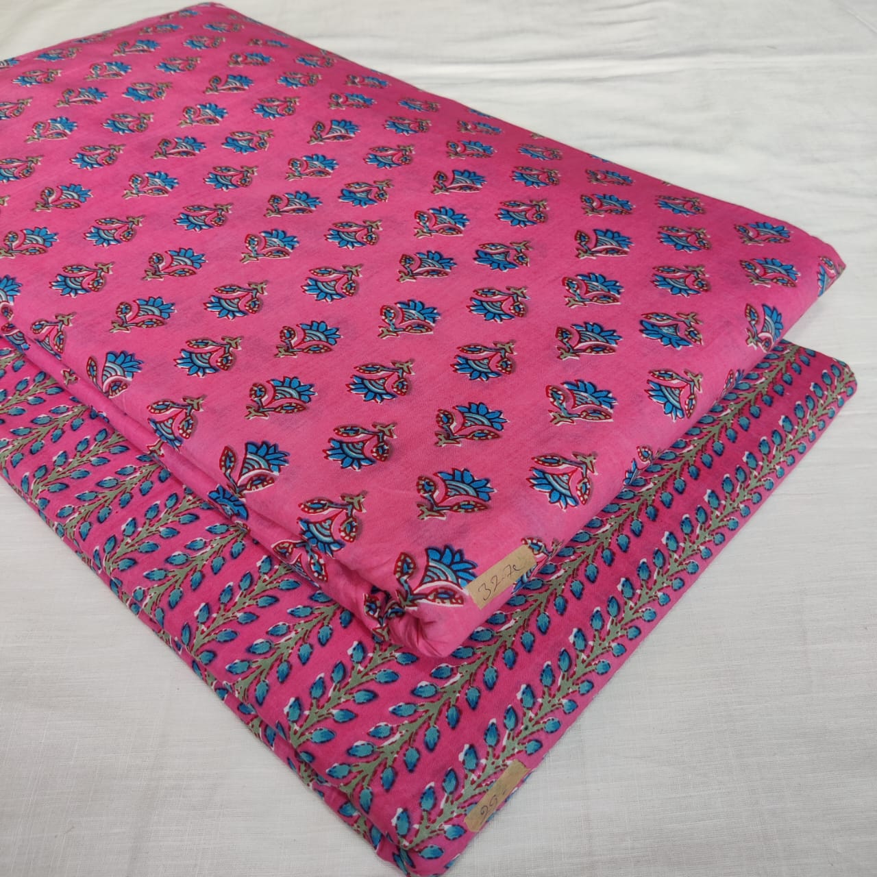 Traditional Hand block print Cotton top and bottom set (2PCYS87)