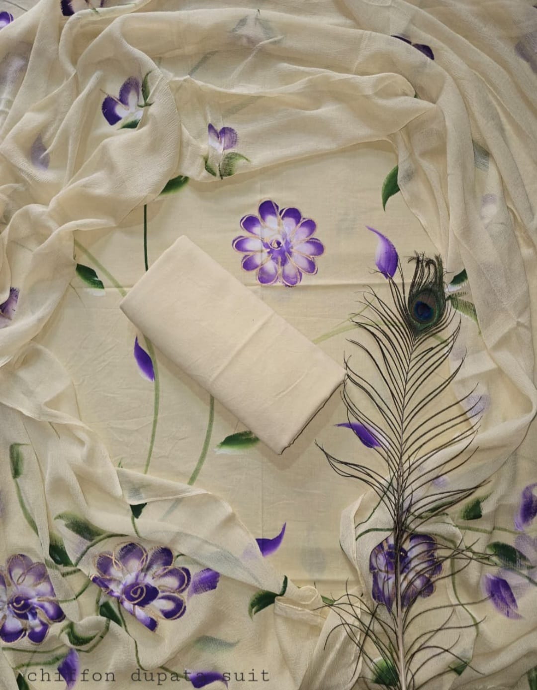 ELEGANT HAND BLOCK PRINT PURE COTTON SUIT WITH CHIFFION DUPTTA (PCHFYS85)