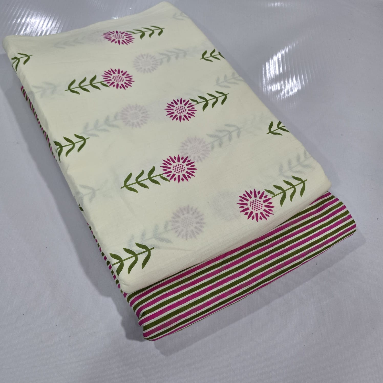 Traditional flowers print Cotton top and bottom set (2PCYS86)