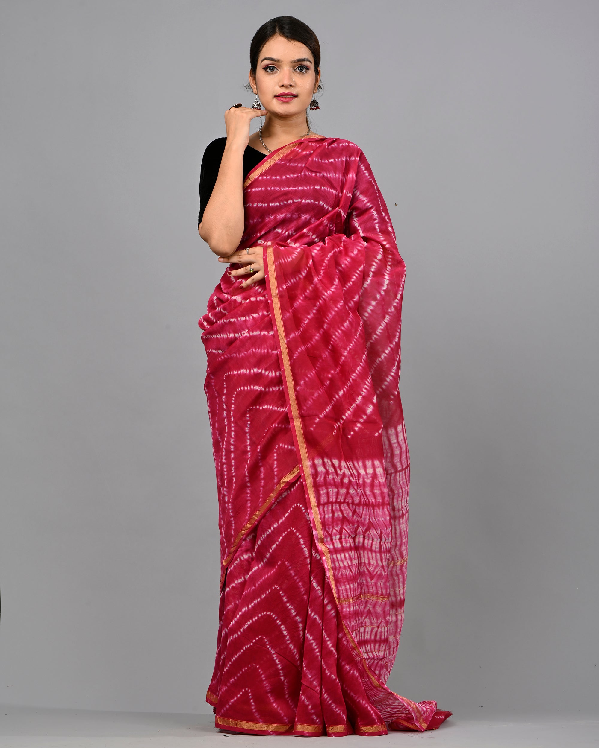 DESIGNER HAND BLOCK PRINTED CHANDERI SILK SAREE (CHDSYS16)
