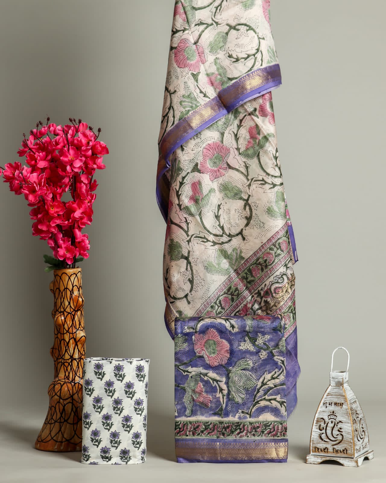 EXCLUSIVE HAND BLOCK PRINT MAHESHWARI SILK SUIT WITH MAHESHWARI SILK (MSLYS95)