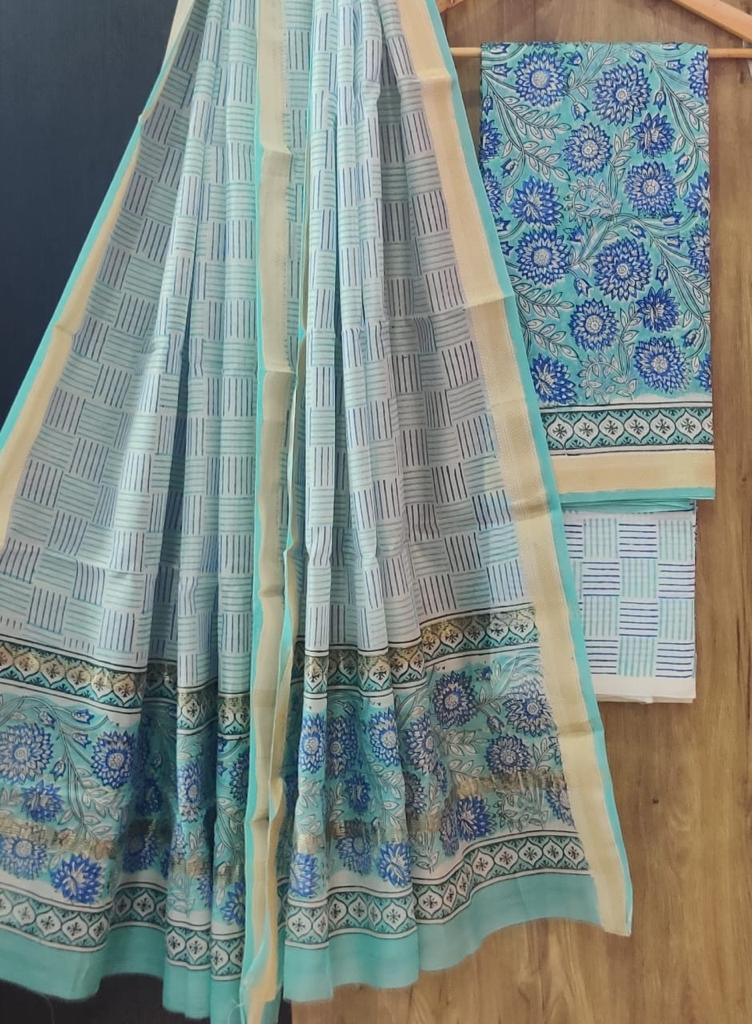 EXCLUSIVE HAND BLOCK PRINT MAHESHWARI SILK SUIT WITH MAHESHWARI SILK DUPATTA (MSLYS68)