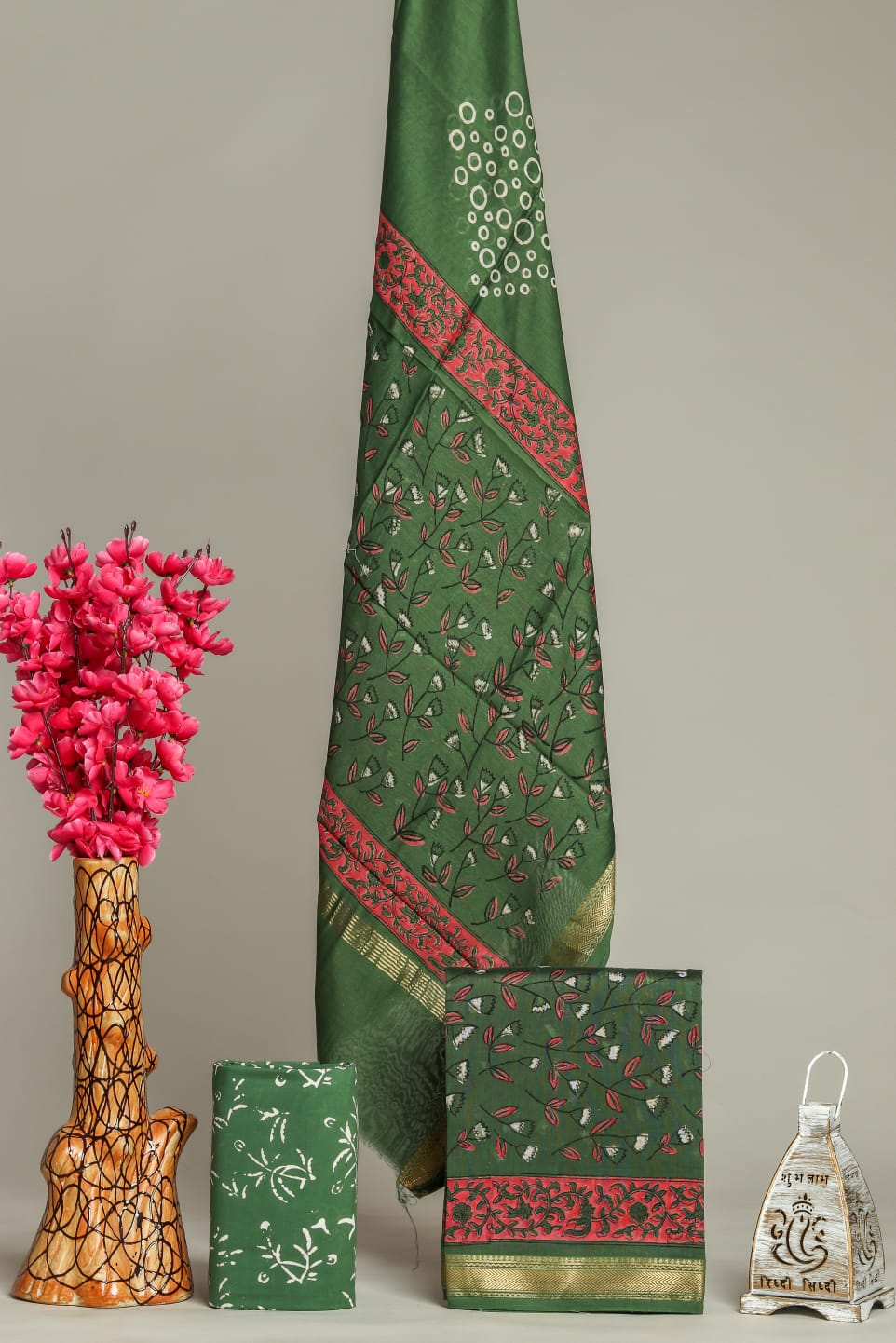 TRADITIONAL HAND BLOCK PRINT MAHESHWARI SILK SUIT WITH MAHESHWARI SILK DUPATTA (MSLYS159)