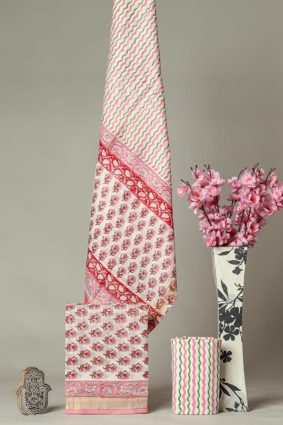 EXCLUSIVE HAND BLOCK PRINT MAHESHWARI SILK SUIT WITH MAHESHWARI SILK DUPPTA (MSLYS172)