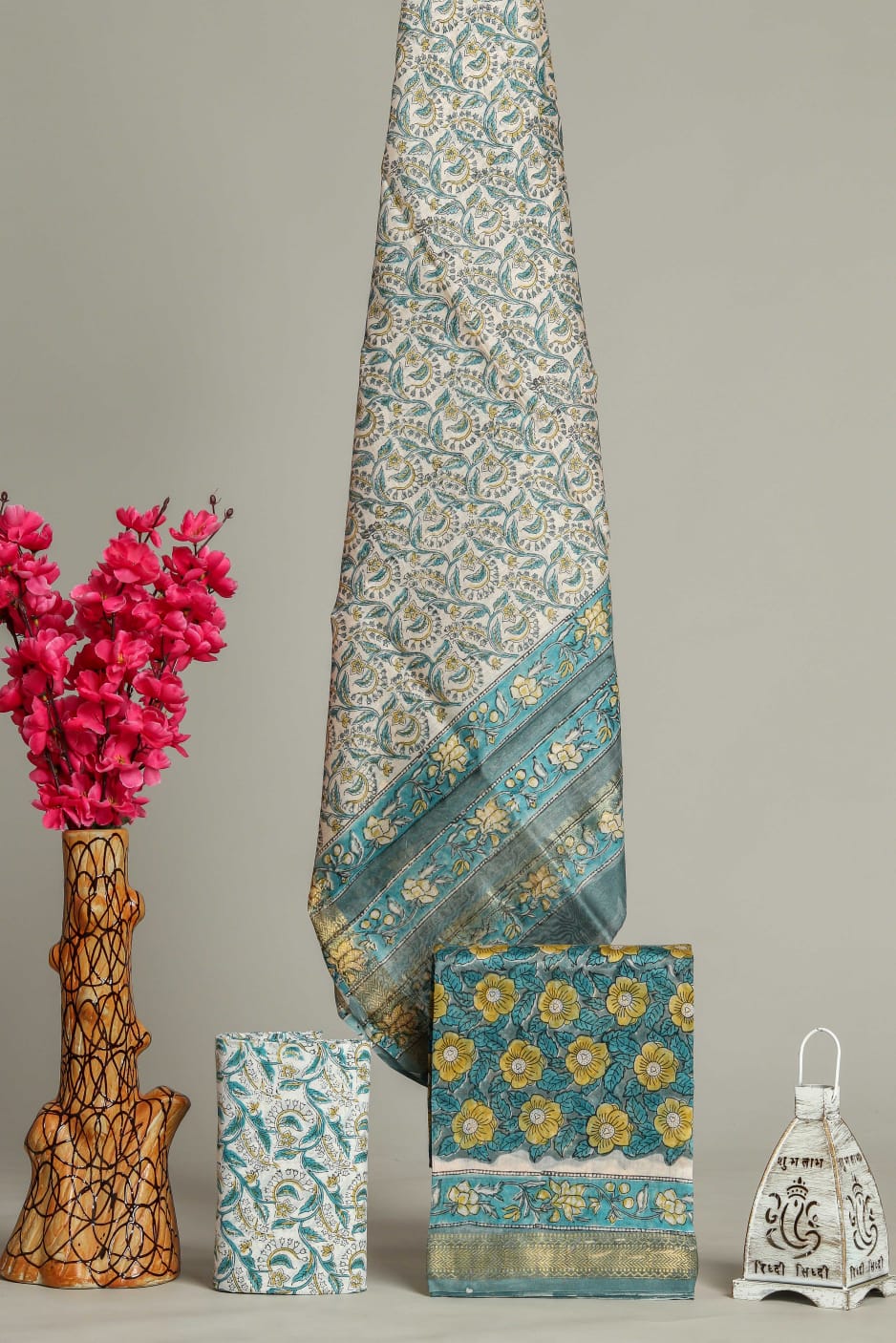 TRADITIONAL HAND BLOCK PRINT MAHESHWARI SILK SUIT WITH MAHESHWARI SILK DUPATTA (MSLYS102)