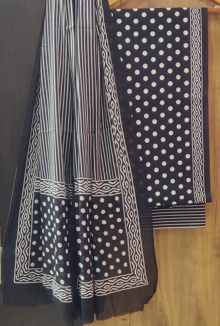 DESIGNER HAND BLOCK PRINT PURE COTTON SUIT WITH COTTON MULMUL DUPATTA(MALYS37)
