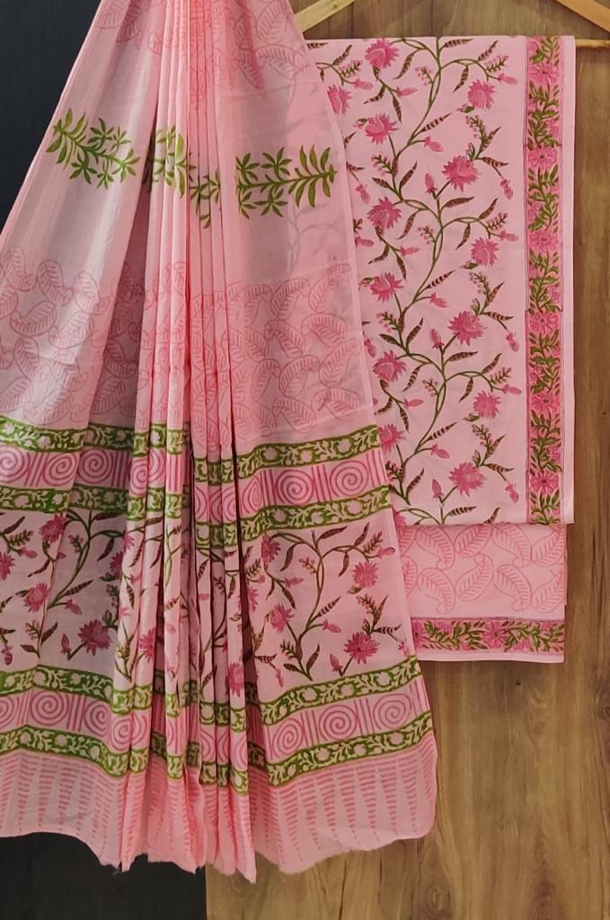 DESIGNER HAND BLOCK PRINT PURE COTTON SUIT WITH COTTON MULMUL DUPATTA(MALYS38)