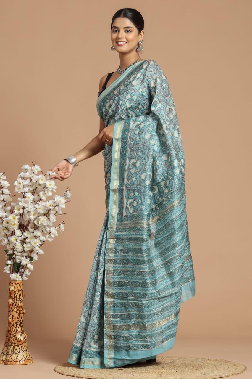 EXCLUSIVE HAND BLOCK PREMIUM MAHESWARI SILK SAREE ( MSYS48)