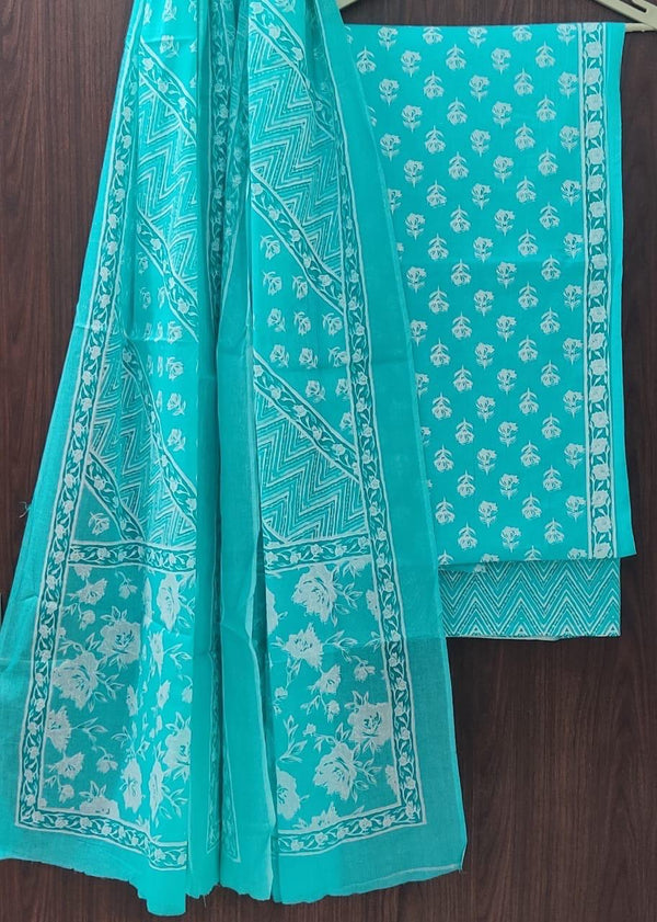 YUVI STYLE HAND BLOCK PRINT PURE COTTON SUIT WITH COTTO MULMUL DUPATTA (MALYS247)