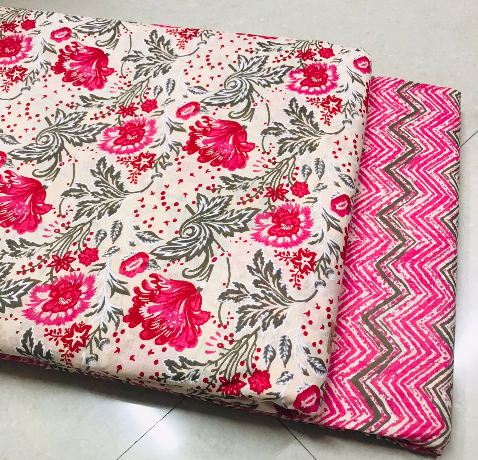 TRADITIONAL HAND BLOCK PRINT COTTON TOP AND BOTTOM SET (2PCYS107)