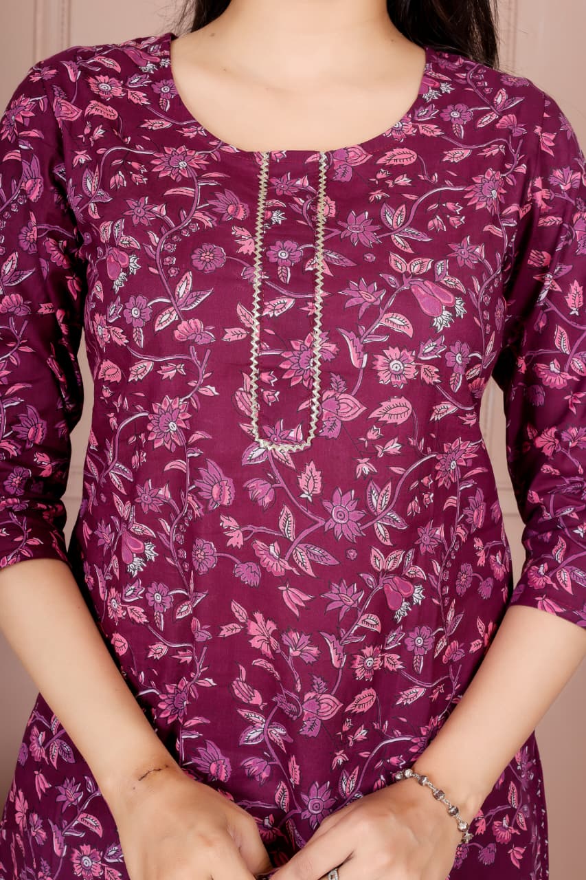 Flower print cotton suit with mulmul dupatta (CSSYS07)
