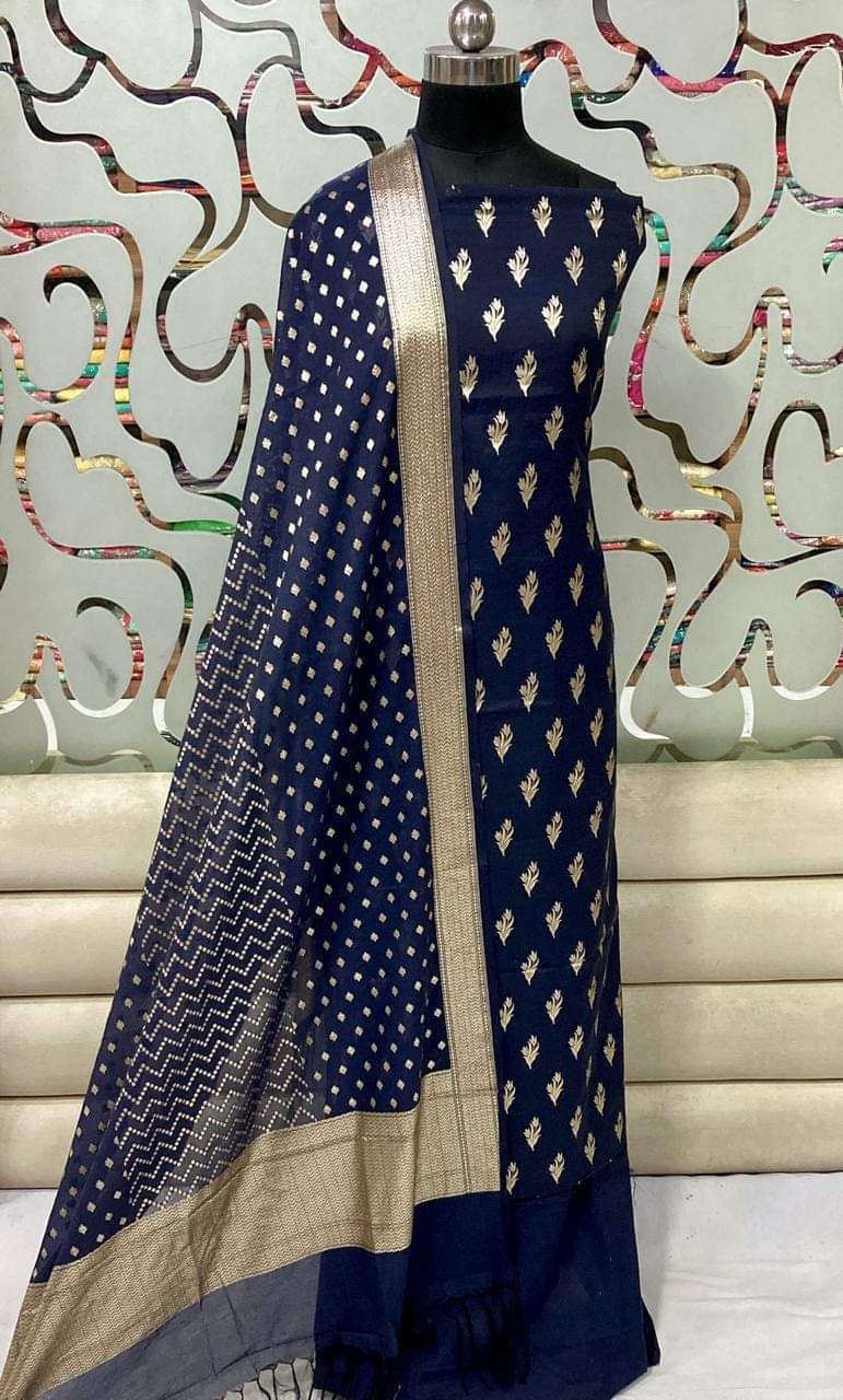 EXCLUSIVE BANARASI PURE CHANDERI SILK SUIT (BPCYS05)