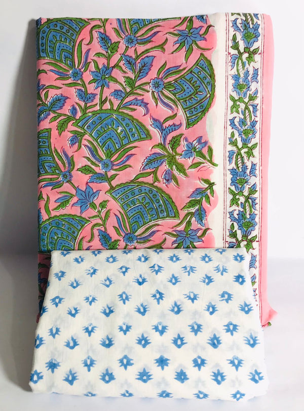 Traditional Hand block print Cotton top and bottom set (2PCYS62)