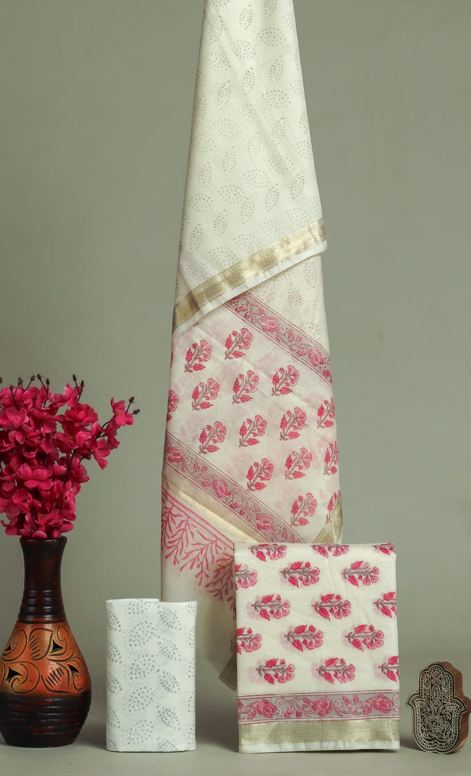 Designer Hand Block Print Maheshwari Silk Suit Set (MSLYS11)