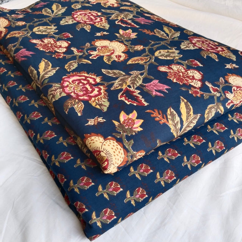 Hand block print Cotton top and bottom set (2PCYS44)