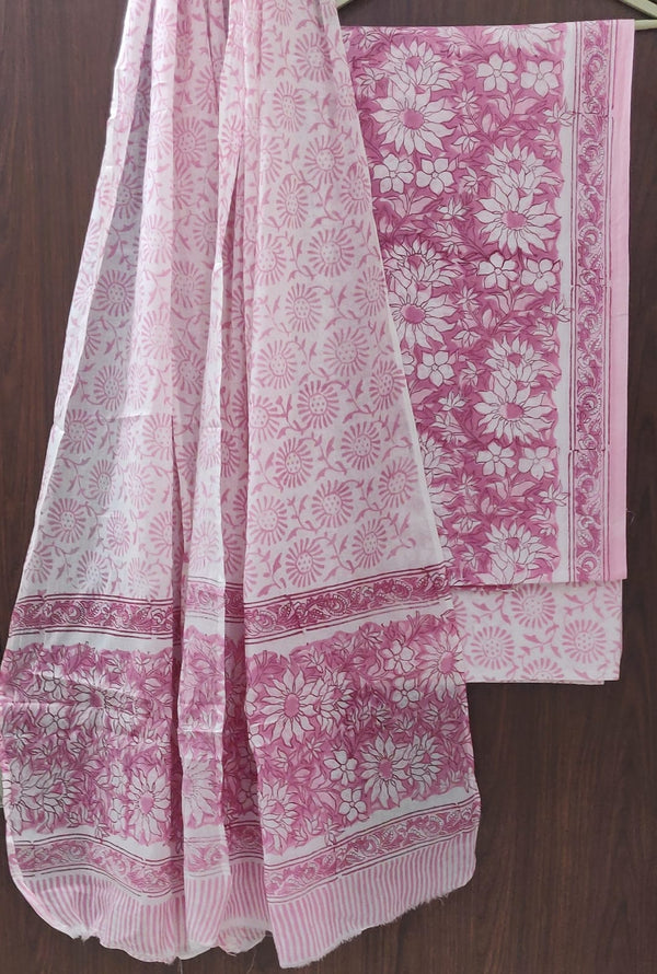 DESIGNER HAND BLOCK PRINT PURE COTTON SUIT WITH COTTON MULMUL DUPATTA (MALYS34)