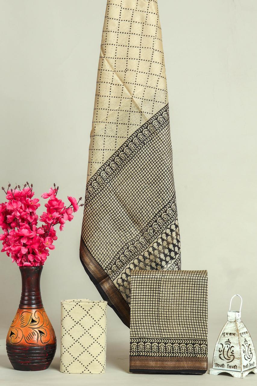 EXCLUSIVE HAND BLOCK PRINT MAHESHWARI SILK SUIT WITH MAHESHWARI SILK DUPPTA (MSLYS85)