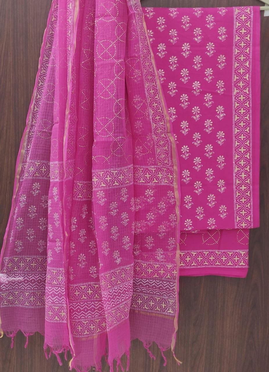 YUVI STYLE FLORAL JAAL COTTON SUIT WITH DORIA DUPTTA(3CKDYS212)