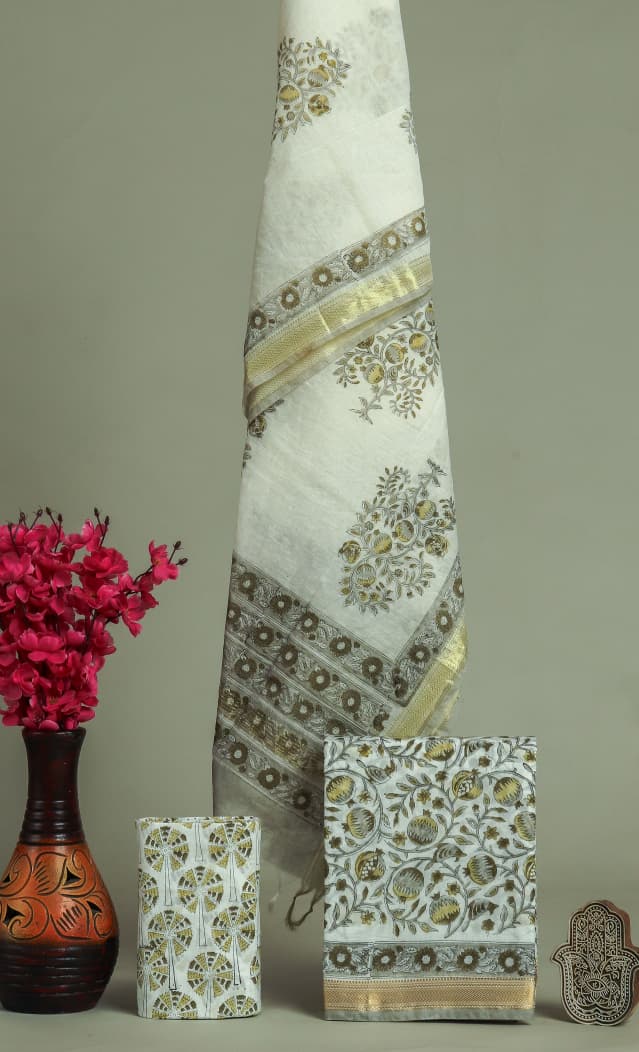 EXCLUSIVE HAND BLOCK PRINT MAHESHWARI SILK SUIT WITH MAHESHWARI SILK DUPPTA (MSLYS165)