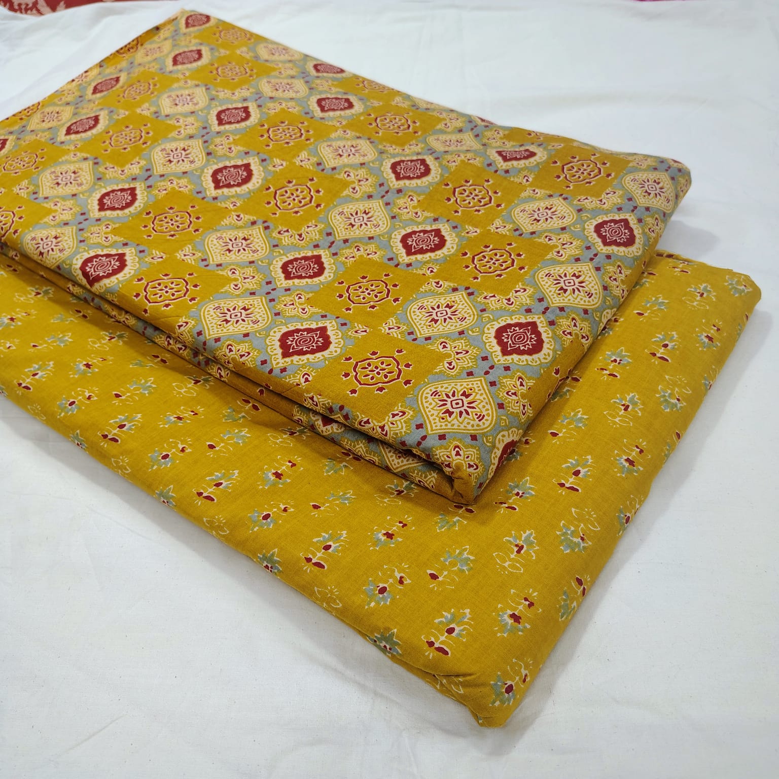 Traditional Hand block print Cotton top and bottom set (2PCYS76)