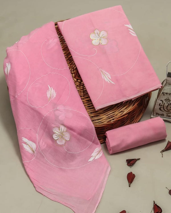 DESIGNER HAND BLOCK PRINT PURE COTTON SUIT WITH COTTON MULMUL DUPATTA  (MALYS28)