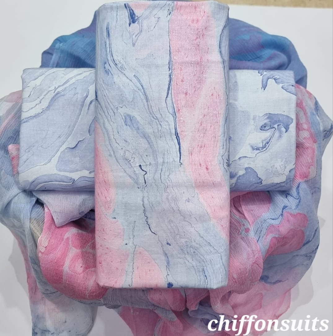 DESIGNER HAND BLOCK PRINT PURE COTTON SUIT WITH CHIFFON DUPATTA (PCHFYS147)