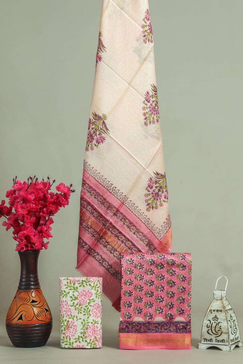 EXCLUSIVE HAND BLOCK DABU PRINT MAHESHWARI SILK SUIT (MSLYS76)