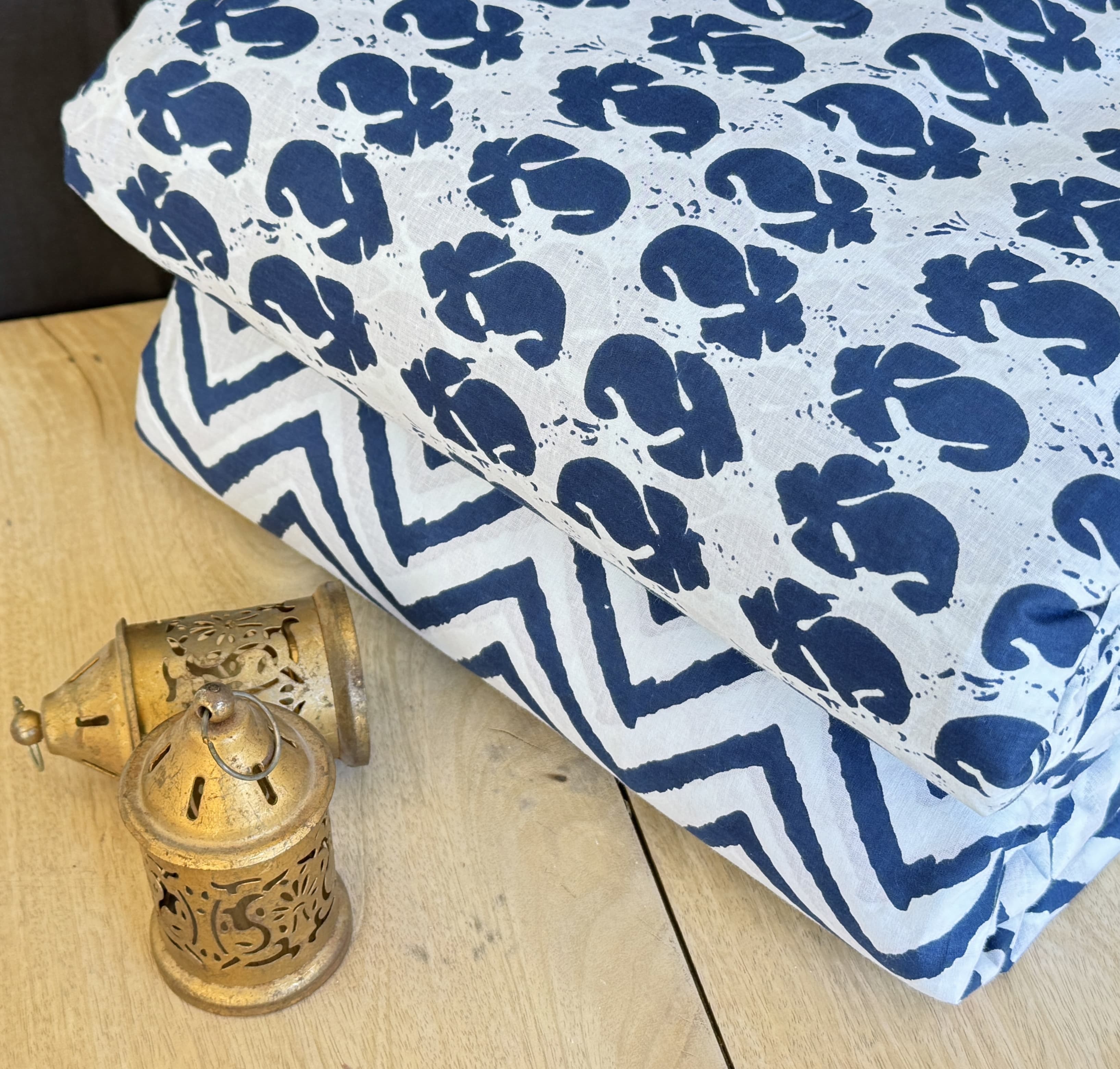 Traditional Hand block print Cotton top and bottom set (2PCYS66)