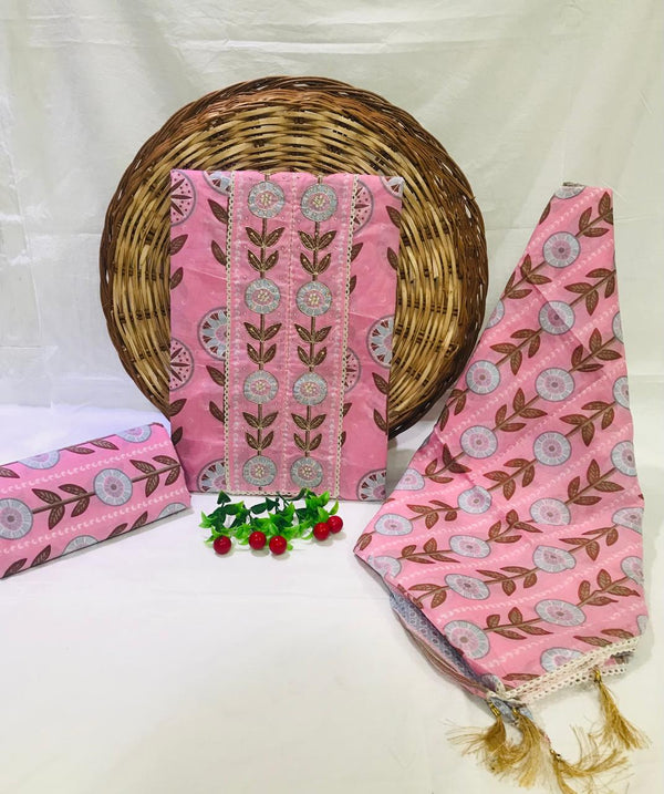 SANGANERI PRINT COTTON SUIT MATERIAL WITH COTTON DUPATTA GOTTA  WORK (GOTAYS130)