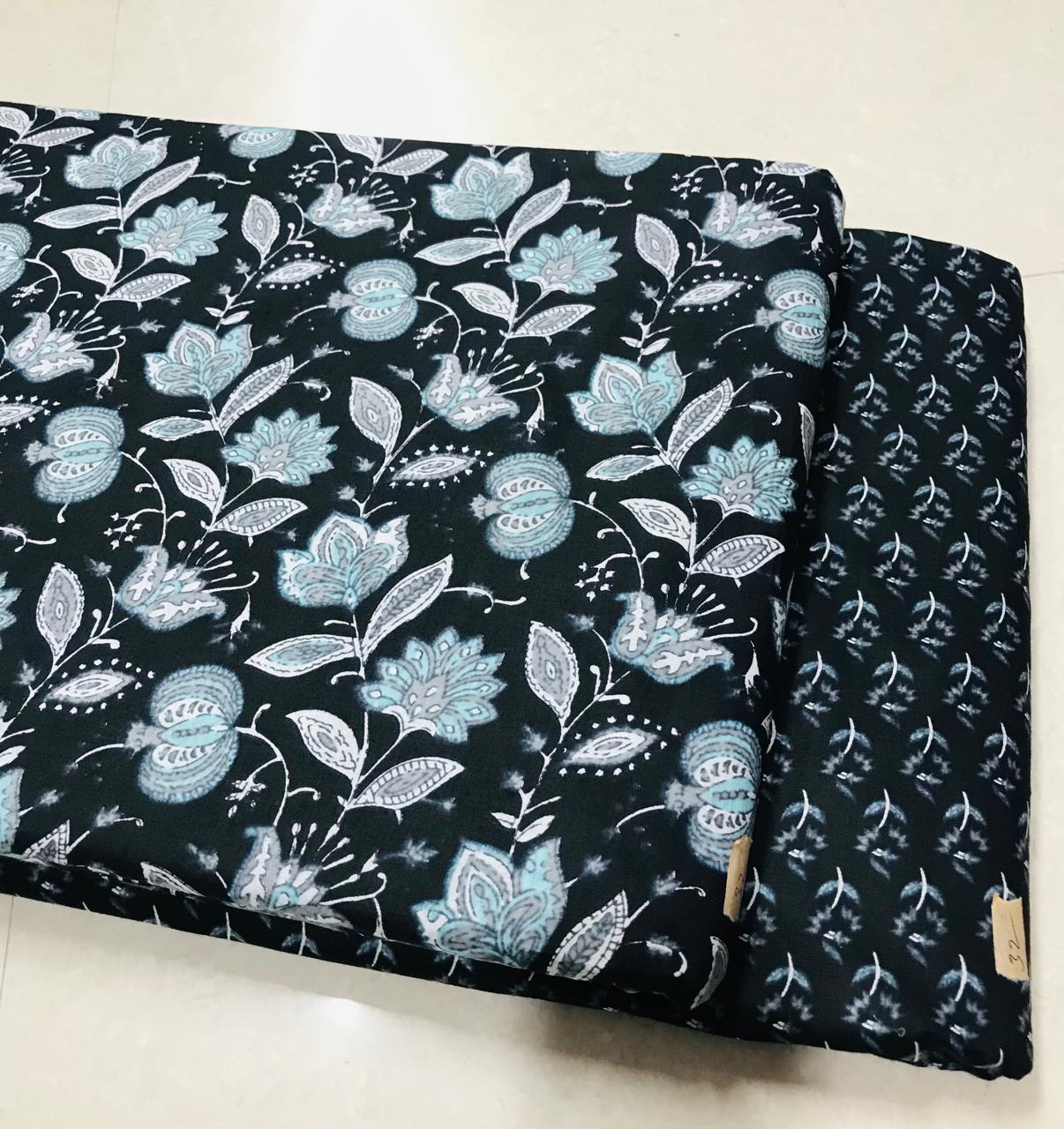 TRADITIONAL HAND BLOCK PRINT COTTON TOP AND BOTTOM SET (2PCYS133)