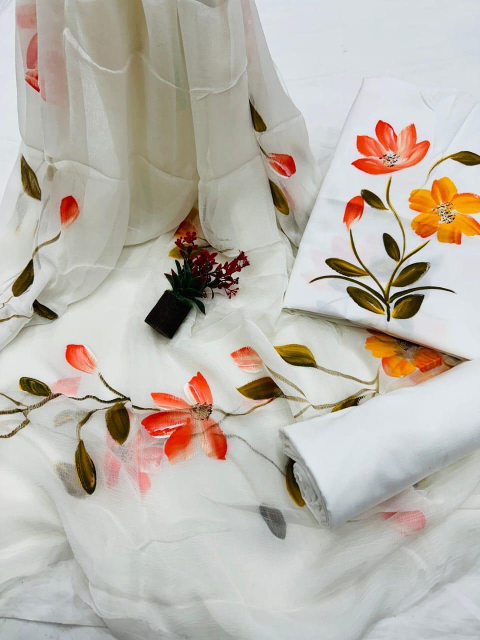 DESIGNER HAND BLOCK PRINT PURE COTTON SUIT WITH CHIFFON DUPATTA (PCHFYS137)